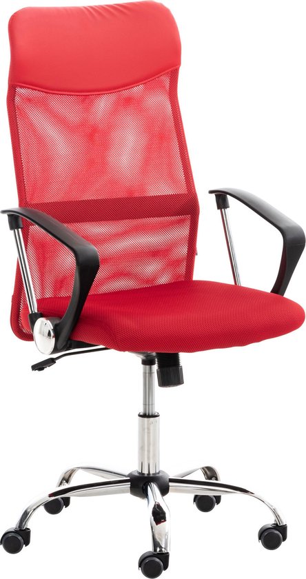 Chaise de bureau ergonomique - Chaise de bureau - Rouge - Similicuir | bol