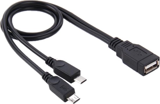 Let op type!! USB 2.0 Female naar 2 Micro USB Male Kabel Lengte: ongeveer  30cm | bol.com
