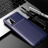 Voor Galaxy A41 Carbon Fiber Texture Shockproof TPU Case (Blauw)