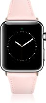 Geschikt voor Apple Watch Bandje - Amarant Roze - Full-Grain Leer - 42/44/45/49mm - incl. Silver Connectors Met Gesp - Oblac®