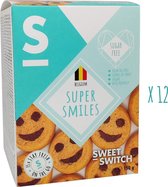 SWEET-SWITCH® - Super Smiles - Smiley - Koekjes - Chocolade - Suikervrij - Palmolievrij - Vegan - 12 x 150 g