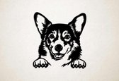 Wanddecoratie - Hond - Corgi 2 - L - 81x75cm - Zwart - muurdecoratie - Line Art