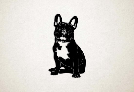 Wanddecoratie - Hond - Franse bulldog 4 - L - 109x62cm - Zwart - muurdecoratie - Line Art