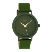 OOZOO Timepieces - Olijfgroene horloge met olijfgroene leren band - C10608 - Ø36