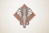 Line Art - Olifant 3 met achtergrond - S - 49x45cm - Multiplex - geometrische wanddecoratie