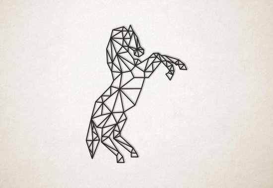 Line Art - Paard 6 - L - 109x80cm - Zwart - geometrische wanddecoratie