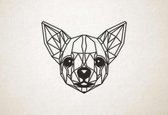 Line Art - Hond - Chihuahua - XS - 25x29cm - Zwart - geometrische wanddecoratie