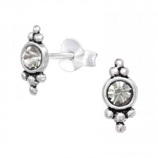 Zilveren oorbellen | Oorstekers | Zilveren oorstekers, kristal met bolletjes