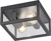 LED Tuinverlichting - Tuinlamp Plafond - Iona Garinola - E27 Fitting - 2-lichts - Mat Zwart - Aluminium
