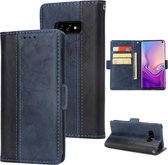 Voor Galaxy S10e Retro Texture Contrast Color Splicing Horizontal Flip TPU + PU Leather Case met Card Slots & Holder & Wallet (Blue)