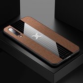 Voor Xiaomi Mi 9 SE XINLI stiksels Doek textuur schokbestendig TPU beschermhoes (bruin)