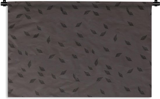 Wandkleed Luxe patroon - Luxe patroon van kleine bladeren tegen een donkergrijze achtergrond Wandkleed katoen 60x40 cm - Wandtapijt met foto