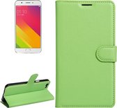 Voor OPPO A59 Litchi Texture horizontale flip lederen tas met houder & kaartsleuven & portemonnee (groen)