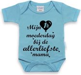 Baby Romper met Tekst - Licht Blauw - Mt 62/68 - 1ste Moederdag - Eerste - Lief - Cadeautje