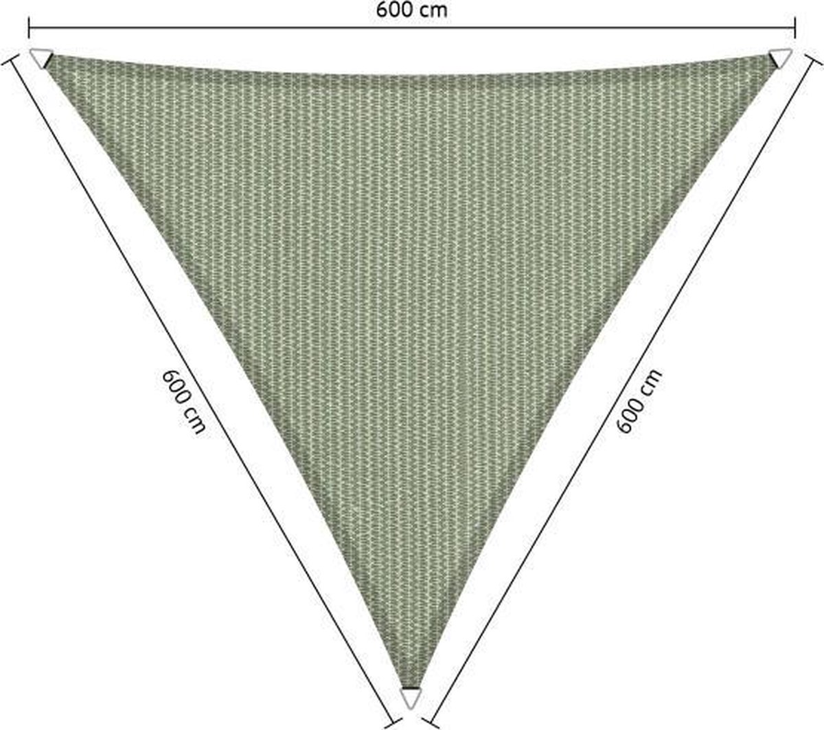 Shadow Comfort® Gelijkzijdige driehoek schaduwdoek - UV Bestendig - Zonnedoek - 600 x 600 x 600 CM - Moonstone Green