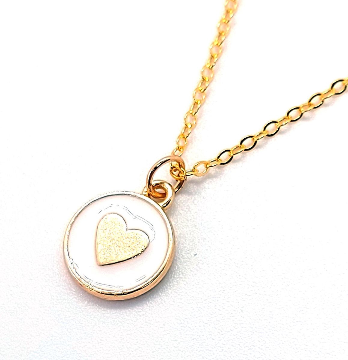 Ketting- Dames- Vrouw- Hartje- Wit- Goud- LiLaLove