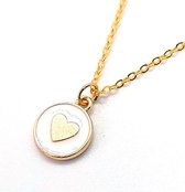 Ketting- Dames- Vrouw- Hartje- Wit- Goud- LiLaLove