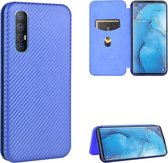 Voor OPPO Reno3 Pro 5G / Find X2 Neo Koolstofvezel Textuur Magnetische Horizontale Flip TPU + PC + PU lederen hoes met kaartsleuf (blauw)