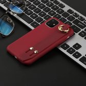 Voor iPhone 11 Pro Max schokbestendig TPU-hoesje in effen kleur met polsband (rood draad)