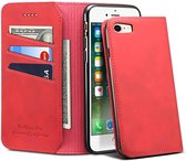 PU + TPU horizontale flip lederen hoes met houder en kaartsleuven en portemonnee voor iPhone 7/8 (rood)
