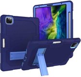 Contrastkleur Robot schokbestendig siliconen + pc-beschermhoes met houder voor iPad Pro 12,9 inch (2018/2020) (marineblauw)