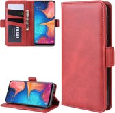 Portemonneehouder Leren mobiele telefoonhoes voor Galaxy A20E, met portemonnee & houder & kaartsleuven (rood)