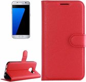 Voor Galaxy S7 / G930 Litchi Texture Horizontale Flip lederen tas met houder & kaartsleuven & portemonnee (rood)