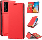 Voor Huawei P40 Pro Sterk magnetisme Vloeibaar gevoel Horizontale flip lederen hoes met houder & kaartsleuven en portemonnee (rood)