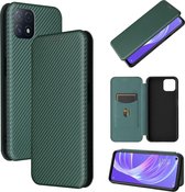 Voor OPPO A72 5G koolstofvezel textuur magnetische horizontale flip TPU + pc + PU lederen tas met kaartsleuf (groen)
