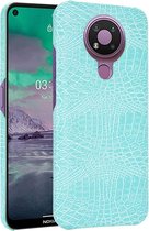 Voor Nokia 3.4 Shockproof Crocodile Texture PC + PU Case (Lichtgroen)