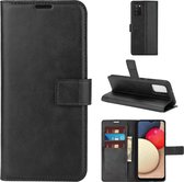 Voor Samsung Galaxy A02S Retro Kalfspatroon Gesp Horizontale Flip Leren Case met Houder & Kaartsleuven & Portemonnee (Zwart)