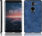 Voor Nokia 8 Sirocco Schokbestendig Naaien Koe Patroon Huid PC + PU + TPU Case (Blauw)