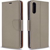 Voor Sony Xperia L4 Litchi Textuur Pure Kleur Horizontale Flip PU Lederen Case met Houder & Kaartsleuven & Portemonnee & Lanyard (Grijs)