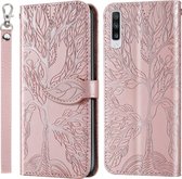 Voor Samsung Galaxy A70 Life of Tree Embossing Pattern Horizontale Flip Leather Case met houder & kaartsleuf & portemonnee & fotolijst & Lanyard (Rose Gold)