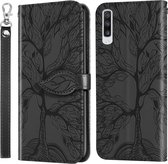 Voor Samsung Galaxy A50 Life of Tree Embossing Pattern Horizontale Flip lederen tas met houder & kaartsleuf & portemonnee & fotolijst & lanyard (zwart)