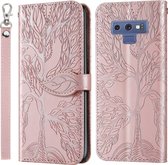 Voor Samsung Galaxy Note9 Life of Tree Embossing Pattern Horizontale Flip Leather Case met houder & kaartsleuf & portemonnee & fotolijst & Lanyard (Rose Gold)