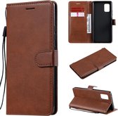 Voor Samsung Galaxy A71 5G Effen Kleur Horizontale Flip Beschermende Leren Case met Houder & Kaartsleuven & Portemonnee & Fotolijst & Lanyard (Bruin)