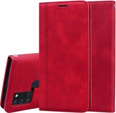 Voor Samsung Galaxy A21s Frosted Business Magnetische Horizontale Flip PU lederen tas met houder & kaartsleuf & lanyard (rood)