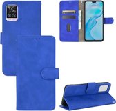 Voor vivo V20 Pro / S7 effen kleur huidgevoel magnetische gesp horizontale flip kalf textuur PU lederen tas met houder & kaartsleuven & portemonnee (blauw)