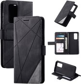 Voor Huawei P40 Skin Feel Splicing Horizontale flip lederen hoes met houder & kaartsleuven & portemonnee & fotolijst (zwart)