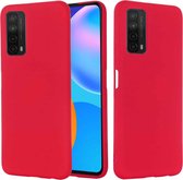 Voor Huawei P smart 2021 Pure Color Vloeibare siliconen schokbestendige hoes met volledige dekking (rood)