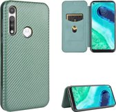 Voor Motorola Moto G Fast Carbon Fiber Texture Magnetische Horizontale Flip TPU + PC + PU Leather Case met Touw & Card Slot (Groen)