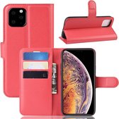 Litchi Skin PU lederen portemonnee standaard mobiele behuizing voor iPhone 11 Pro Max (rood)