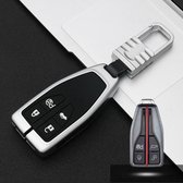 Auto Lichtgevende All-inclusive Zinklegering Sleutel Beschermhoes Sleutel Shell voor Hong Qi A Stijl Smart 4-knop (Zilver)
