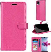 Voor ZTE Axon 11 5G Pure Kleur Horizontale Flip PU Lederen Case met Houder & Kaartsleuven & Portemonnee & Fotolijst (Rose Rood)