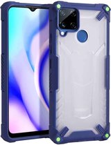 Voor OPPO Realme C12 / C15 Vierhoekige airbag Schokbestendig TPU + semi-transparante pc-behuizing (blauw)