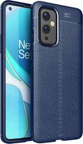 Voor OnePlus 9 Litchi Texture TPU schokbestendig hoesje (marineblauw)