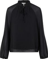 Object Dames 23035513 Mila l/s ruffle top Noos Zwart Top - Maat 36