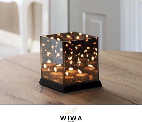 Wiwa® - waxinelichthouder - theelichthouder - spiegelglas met infinity  effect - voor... | bol.com