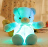 Knuffelbeer blauw - LED Licht - lichtgevende Teddybeer - Beer Knuffel 50 cm - lichtgevende knuffel blauw